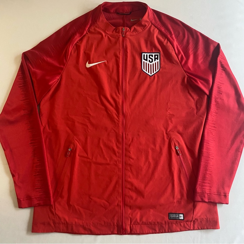 Nike USMNT Soccer Anthem Jacket Mens L SLIM Red Full Zip USA American Football - Picture 2 of 15